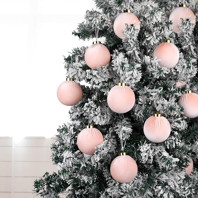 Velvet Ornaments for Christmas Tree Decorations - Light Baby Pink