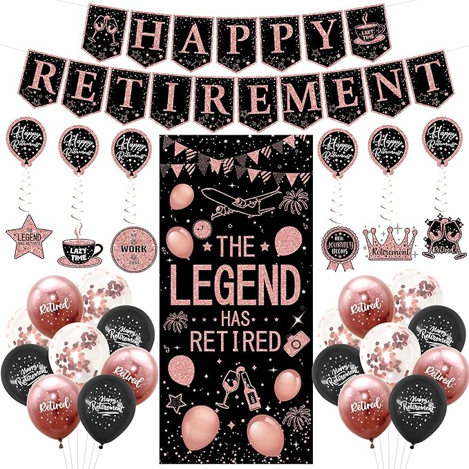 Retirement Party Decorations Women Blue and Pink Happy Retirement