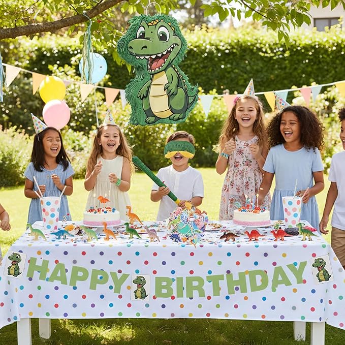 Dinosaur Piñata Party Set 132 Pieces with Hitting Stick Confetti
