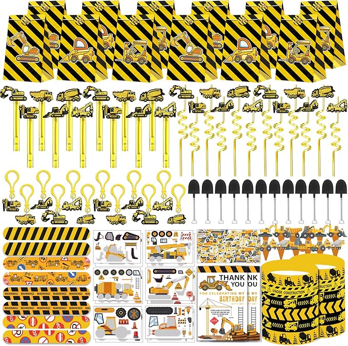 232PCS Construction Birthday Party Supplies Decorations Favors