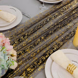 Snowkingdom 10 Pcs Black & Gold Cheesecloth Table Runner 10 FT, Sheer