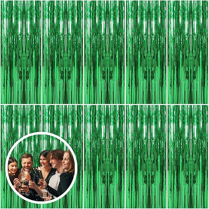 10 Pack Green Streamers Backdrop Jungle Party Decorations Foil