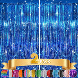 2Pack Blue Tinsel Backdrop Streamers, GCB Party Streamers Backdrop