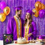 KatchOn, Metallic Purple Foil Fringe Curtain 3.2x8 Ft, Pack of 2 |