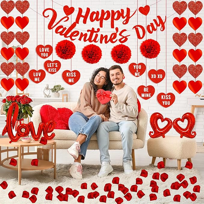 Valentines Day Decorations Set with Happy Valentine's Day Banner