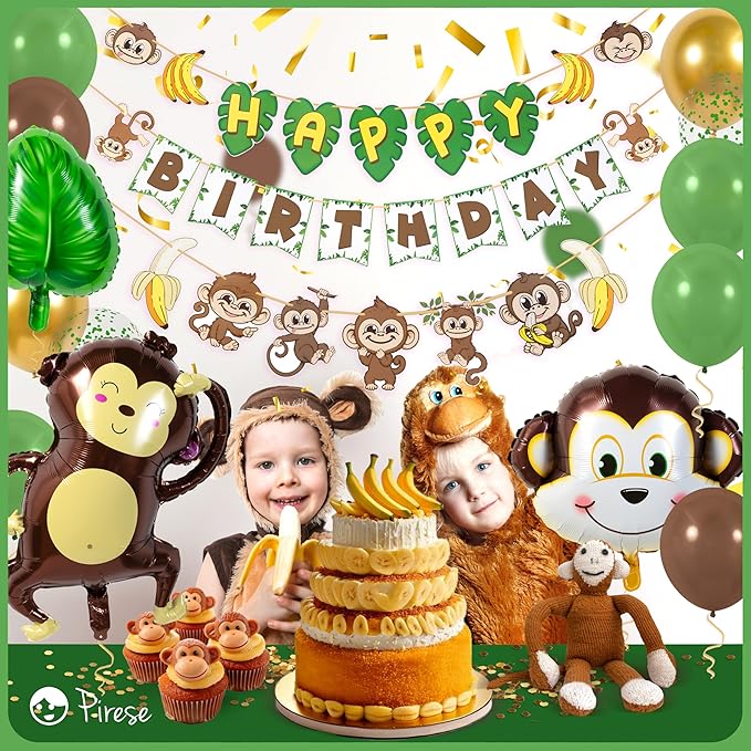 Monkey Birthday Banner Monkey Party Decorations Jungle Birthday