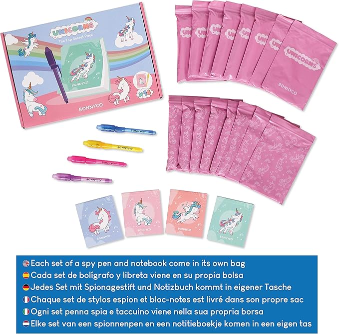 Invisible Ink Pen and Notebook Pack 16 Unicorn Party Favors for Kids