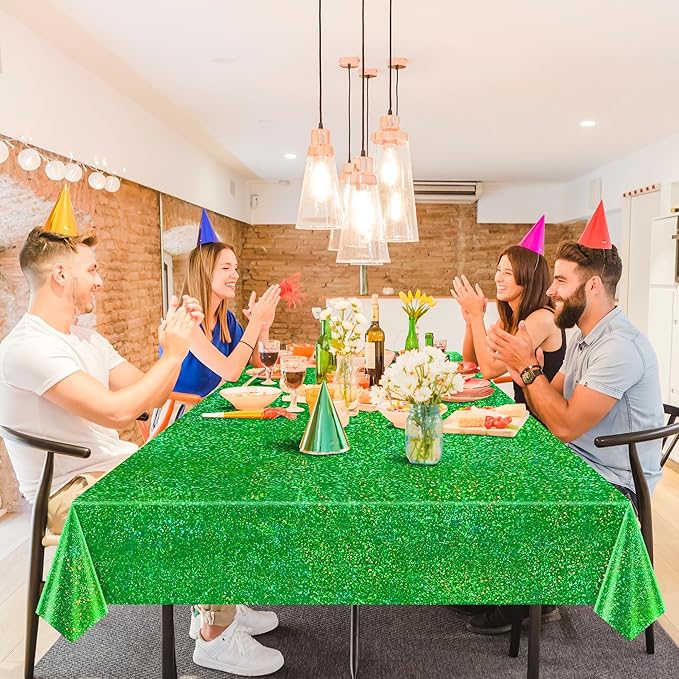 4 pcs Green Holographic Laser Tablecloth 40" x 108" Christmas Table