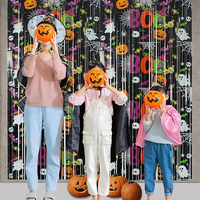 Boo Theme Streamers Party Backdrop GREATRIL Halloween Decorations
