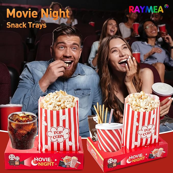 24Pcs Movie Night Supplies Disposable Paper Movie Snack Trays 12ct