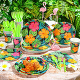 168 Pcs Tropical Nights Hawaiian Aloha Party Supplies 7 Inch 9 Inch