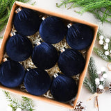 Velvet Ornaments for Christmas Tree Decorations - Navy Blue Xmas Ball