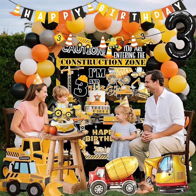 Construction 3rd Birthday Party Decorations Construction Truck 3rd