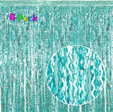 4 Pack 3.3 ft x 6.6 ft Wavy Aqua Teal Blue Tinsel Foil Fringe