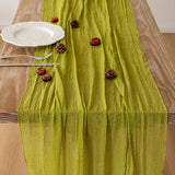 Keketoarrange 3pcs Moss Green Cheesecloth Table Runner Gauze 120 Inch
