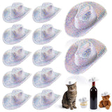 Sotiff Mini Disco Cowboy Hat Tiny Light up Holographic Space Hat Neon