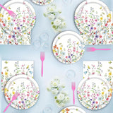 96Pcs Wildflower Plates and Napkins Spring Party Decorations Floral