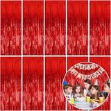 10 Pack Foil Curtain Backdrop Red Metallic Tinsel Foil Fringe