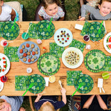 96 Pcs St Patrick's Day Tableware Set Lucky Green Shamrock Plates