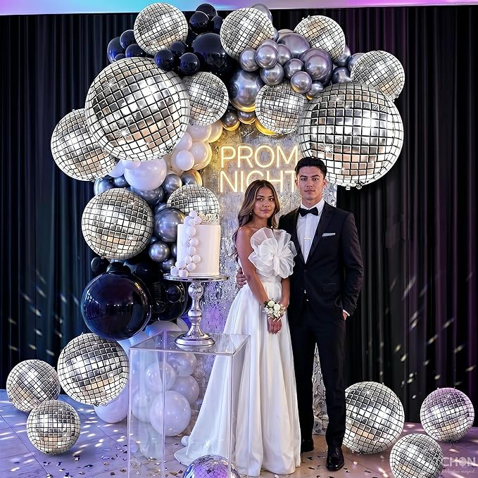KatchOn, Silver Disco Ball Balloons - 32 Inch, Pack of 20 | Shiny