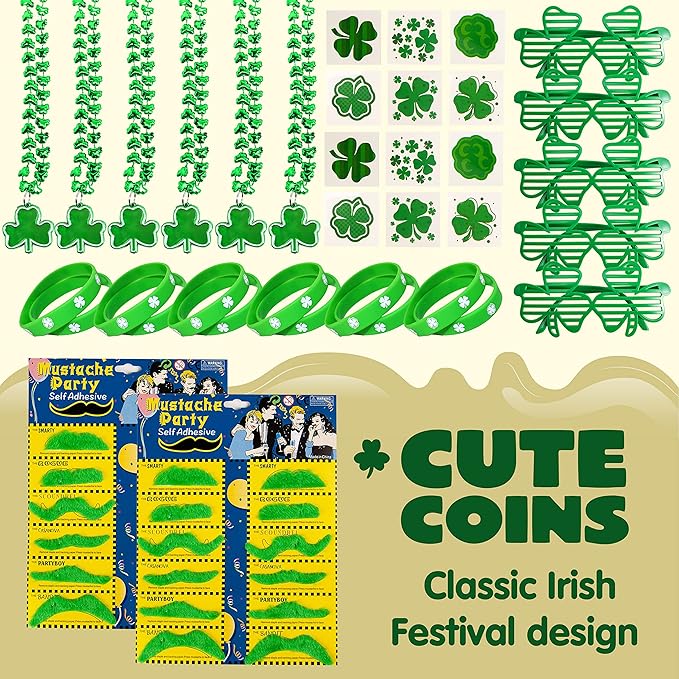 144 PCS St Patrick's Day Party Favor Accessories with 12 Green