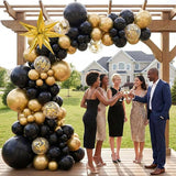 102pcs Black and Gold Balloon Garland Arch Kit with 2 Giant 3D