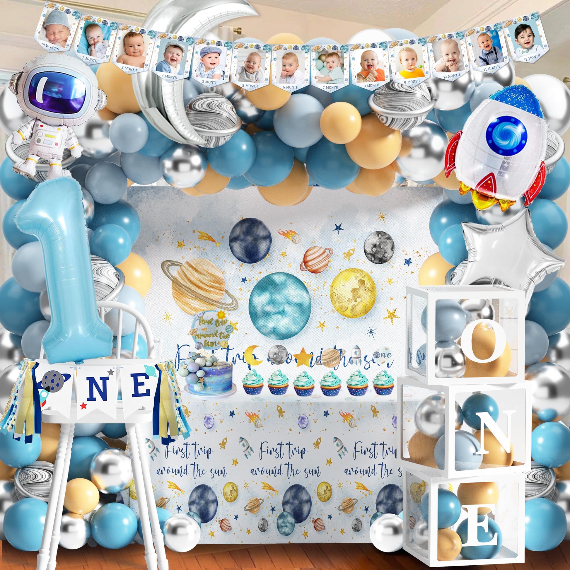 First Trip Around The Sun Birthday Party Decorations for boy 1st