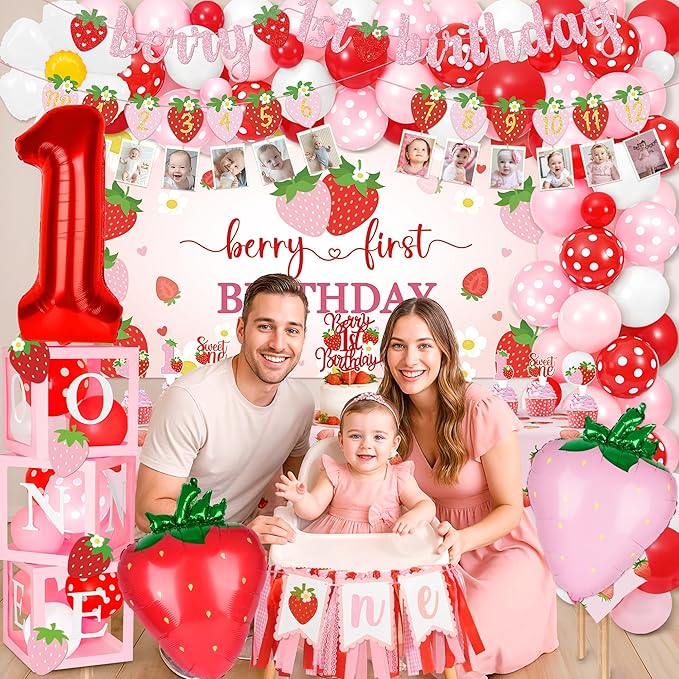Berry First Birthday Decor Strawberry 1st Birthday Decorations for