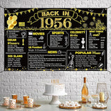 DARUNAXY 70th Birthday Black Gold Party Decoration, Back in 1956