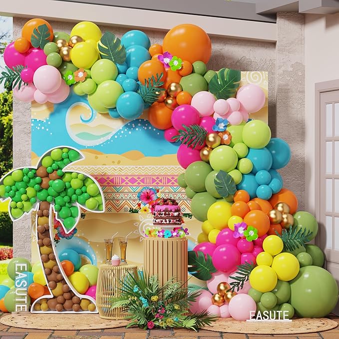 Tropical Hawaiian Party Decorations 145Pcs Luau Tropical Balloon