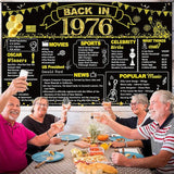 DARUNAXY 50th Birthday Black Gold Party Decoration, Back in 1976