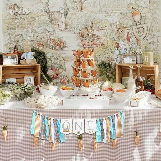 Rabbit One High Chair Banner First Birthday Party Highchair Banner