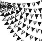 32Ft Black White Halloween Party Decorations Skull Fabric Pennant