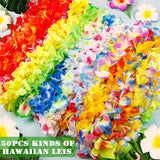 200pcs Hawaiian Leis Bulk, Colorful Luau Party Decorations Silk