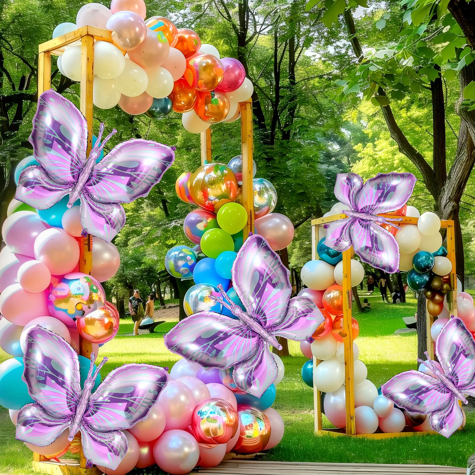 NOVWANG Butterfly Balloons - 10 Pcs 40 Inch Purple Pink Foil Mylar