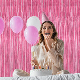 ZATAYE 12 Pack Pink Backdrop, 3.28 FT x 7.05 FT Foil Fringe Curtains,