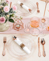 Nervure 175PCS Rose Gold Plastic Plates - Disposable Rose Gold Party
