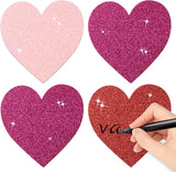 Valentine's Day Glitter Heart Cutouts 100Pcs Valentine Red Purple