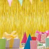 2 Pack Gold Tinsel Backdrop, 3.28 FT x 7.05 FT Metallic Fringe