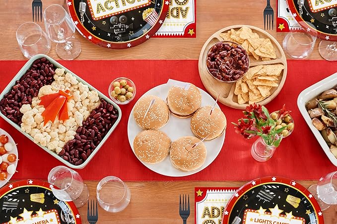 Movie Night Plates and Napkins Party Supplies 100 Pcs Movie Night