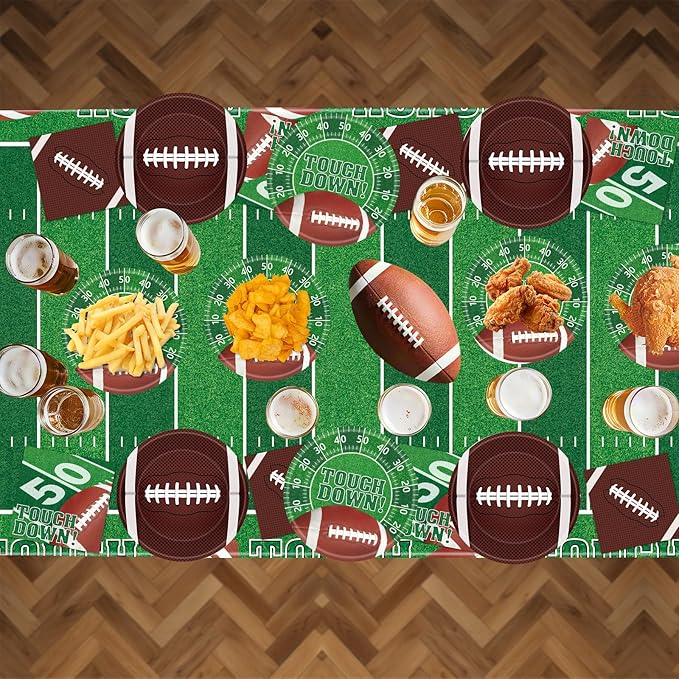 96 Pcs Football Party Supplies Kit Football Plates and Napkins Sets