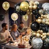 Black and Gold Balloons Garland Arch Kit 18 12 10 5 Inch Black