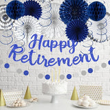Blue Retirement Party Decorations for Men Women Silver Blue 19pc