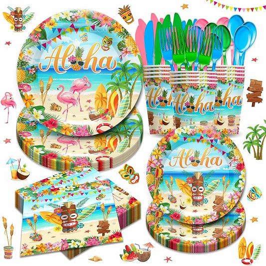 Hawaiian Flamingo Party Supplies Tableware Set Tropical Luau