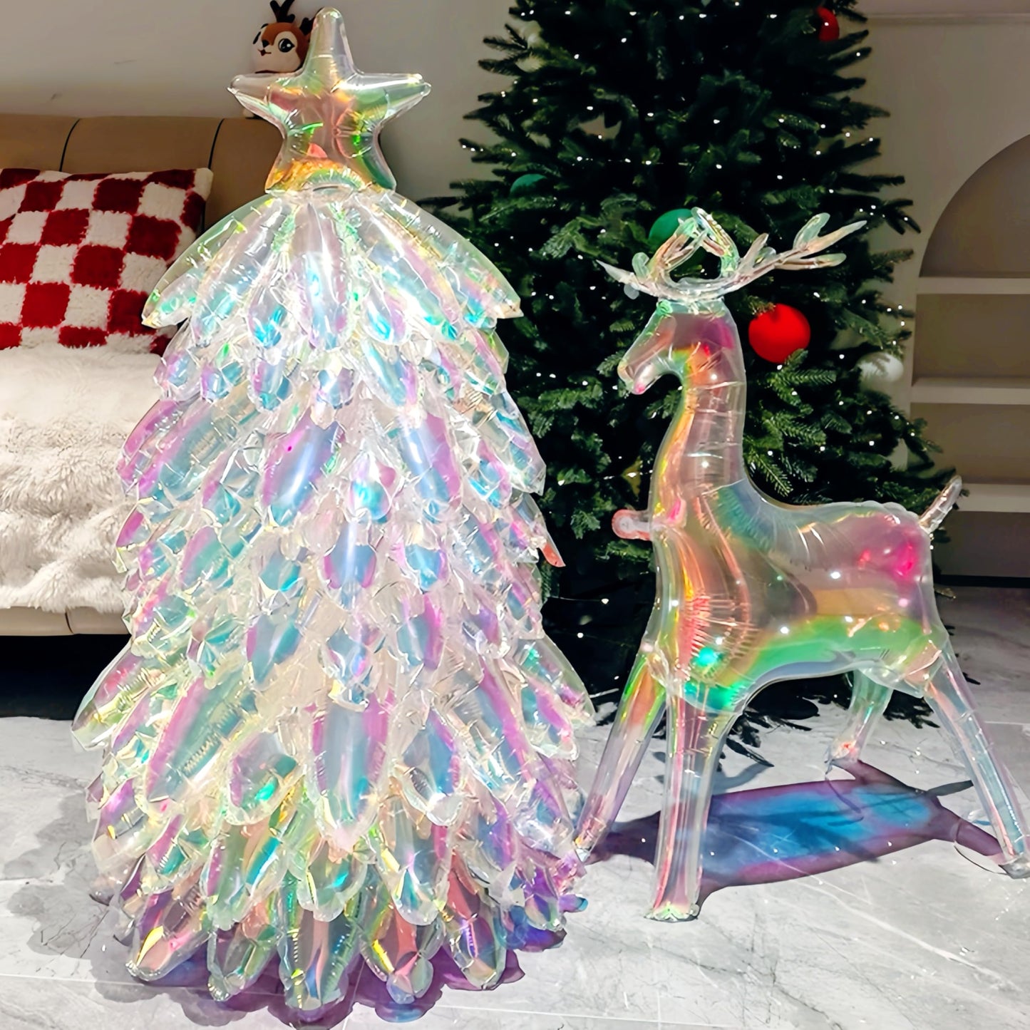 2Pcs Iridescent Reindeer Balloons Deer Elk Decoration/Christmas Giant