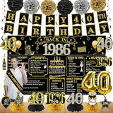 40th Birthday Decorations for Men Women 21pcs the Year 1986 Banner