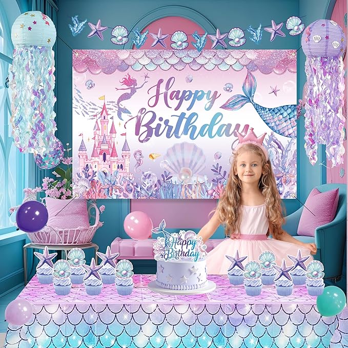 Mermaid Birthday Decorations For Women Colorful Jellyfish Lanterns