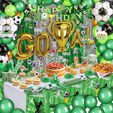 Soccer Party Decorations 255PCS Green Soccer Birthday Party Supplies