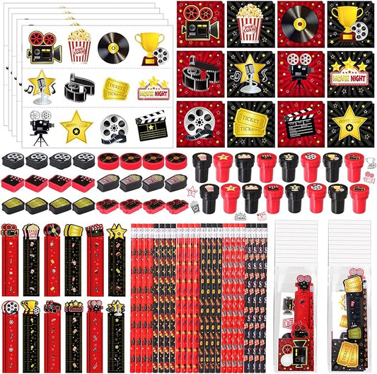 168 Pcs Movie Night Party Favors Set Movie Night Stationery Set