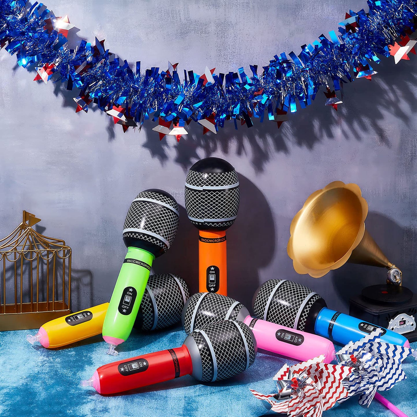 Zhanmai 72 Pcs Inflatable Microphones Assorted Colors Inflatable